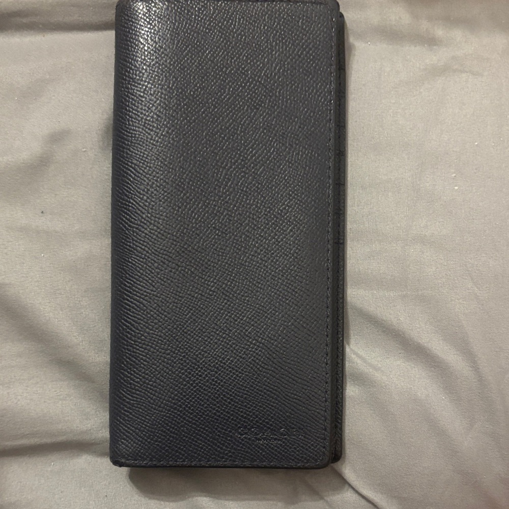 COACH Embossed Leather Long Men Breast Pocket Wallet w/COA